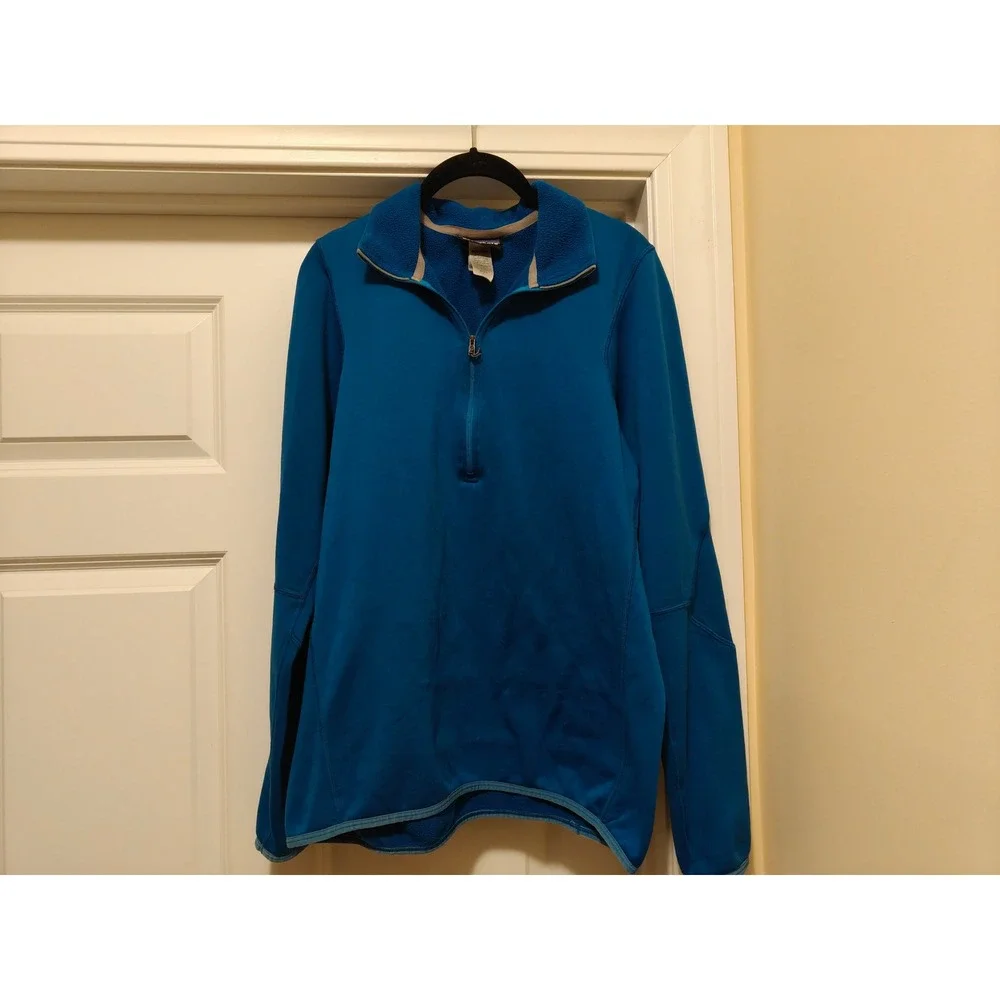 Patagonia R1 Pullover Mens Large Blue Grid Fleece Quarter Zip 47710 FA12 BBE